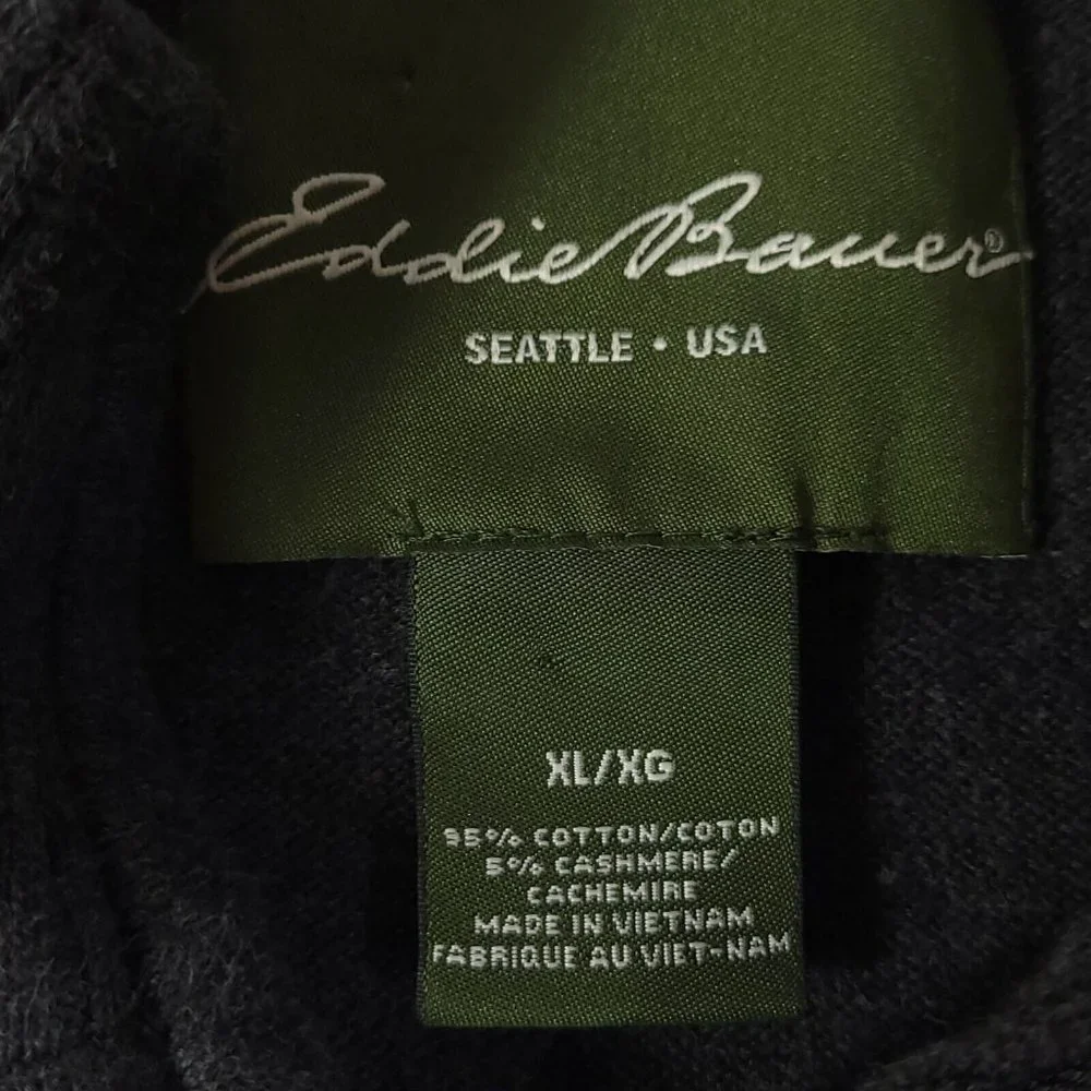Eddie Bauer Mens Sweater Pullover Crew Mock Neck Knit 1/4 Zip‎ Black XL - Picture 6 of 7
